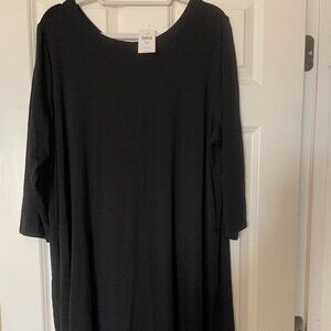 Brand New J. Jill Wearever Back Pleat Black Knit Dress Size 2X